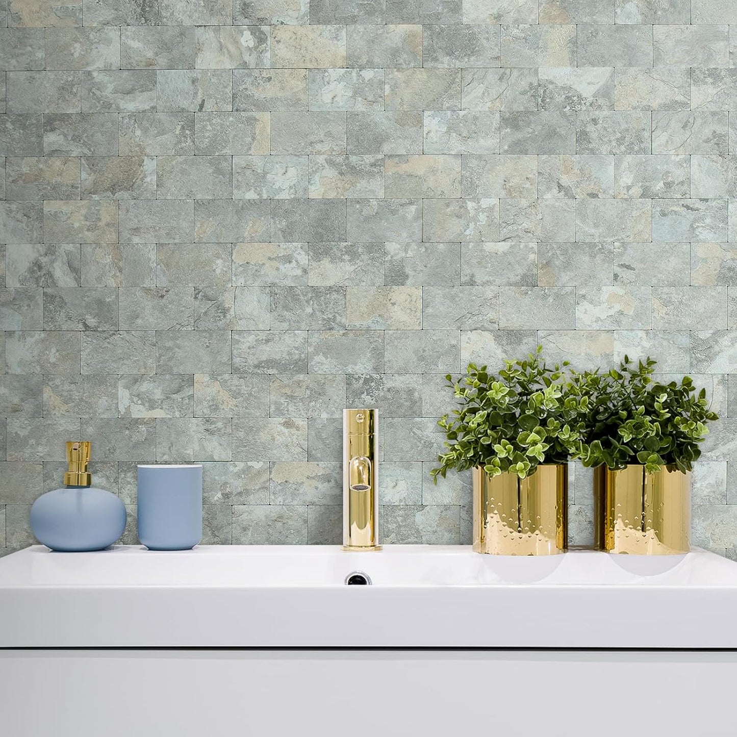 DICOFUN 10-Sheet Polished White Thick PVC Peel and Stick Backsplash, Ceramic Look Subway Tile White Kitchen Backsplash Peel and Stick Wall Tiles