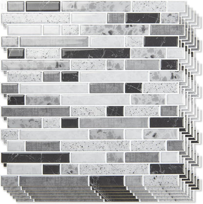 Art3d 10-Sheet Heavy-Duty Peel and Stick Backsplash, Waterproof Wall Tiles Stick on Kitchen Backsplash Living Space, Beige & White