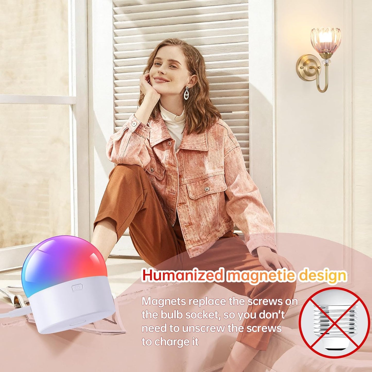 Set of 2 Vintage Battery Operated Wall Sconce, Rechargeable Wall Lamp with 5000mAh Battery & Remote Control, Dimmable Wall Lights with tulip shade for Bedroom Bathroom Living Room, (Tulip Amber Up)