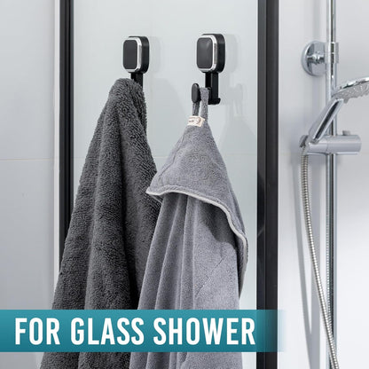 TAILI Suction Cup Razor Holder for Shower Wall 2 Pack, Versatile Suction Cup Hooks for Razor, Towel, Loofah, Squeegee, Cell Phone, Removable Damage-Free Hanging Shower Hook, Shaver Holder, Black