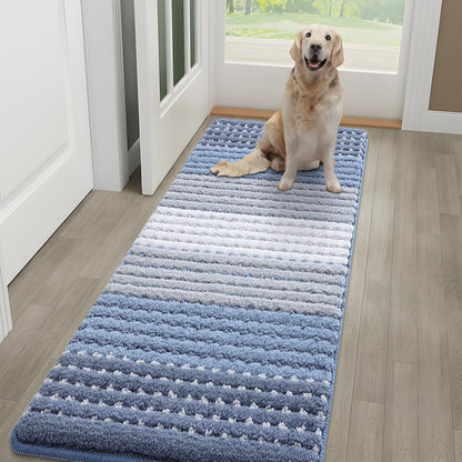 Kitinjoy Indoor Outdoor Door Mat, 32x20 Non-Slip Absorbent Dirt Trapper, Low-Profile Washable Inside Entrance Front Floor Mat, Sturdy Soft Entry Doormats for Entryway, Grey