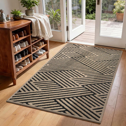 Door Mat Indoor Outside Entrance 17"x30", Low-Profile Non Slip Outdoor Inside Doormat Entryway Mat, Dirt Resistant Absorbent Front Porch Welcome Entry Mats, Washable Easy Clean, Brown