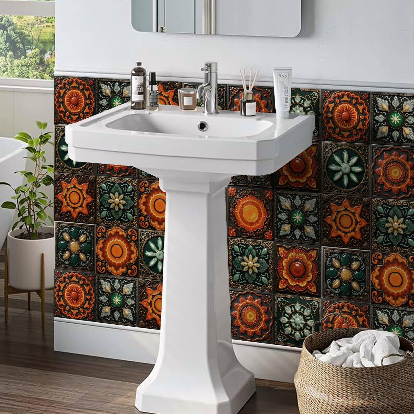 Peel and Stick Backsplash Tile Sticker for Kitchen and Bathroom Walls - 24 Removable 5.9"x5.9" Tiles, Waterproof