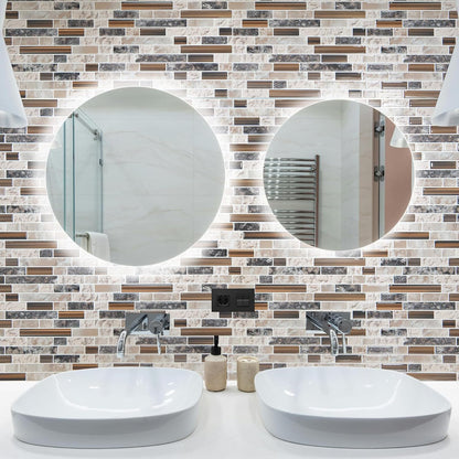 Art3d 10-Sheet Heavy-Duty Peel and Stick Backsplash, Waterproof Wall Tiles Stick on Kitchen Backsplash Living Space, Beige & White
