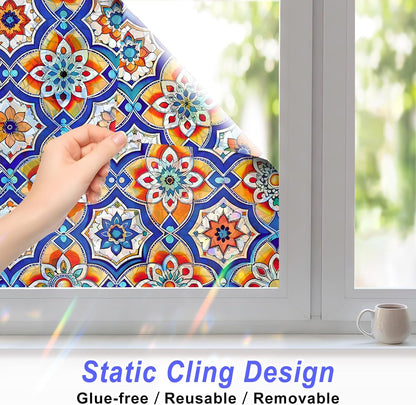 SOMWISE Frosted Glass Window Film, Heat Insulation, UV Block, Anti-Glare, One Way Privacy Tint, Static Cling for Home Bathroom Door, Renter Friendly, Day & Night Privacy