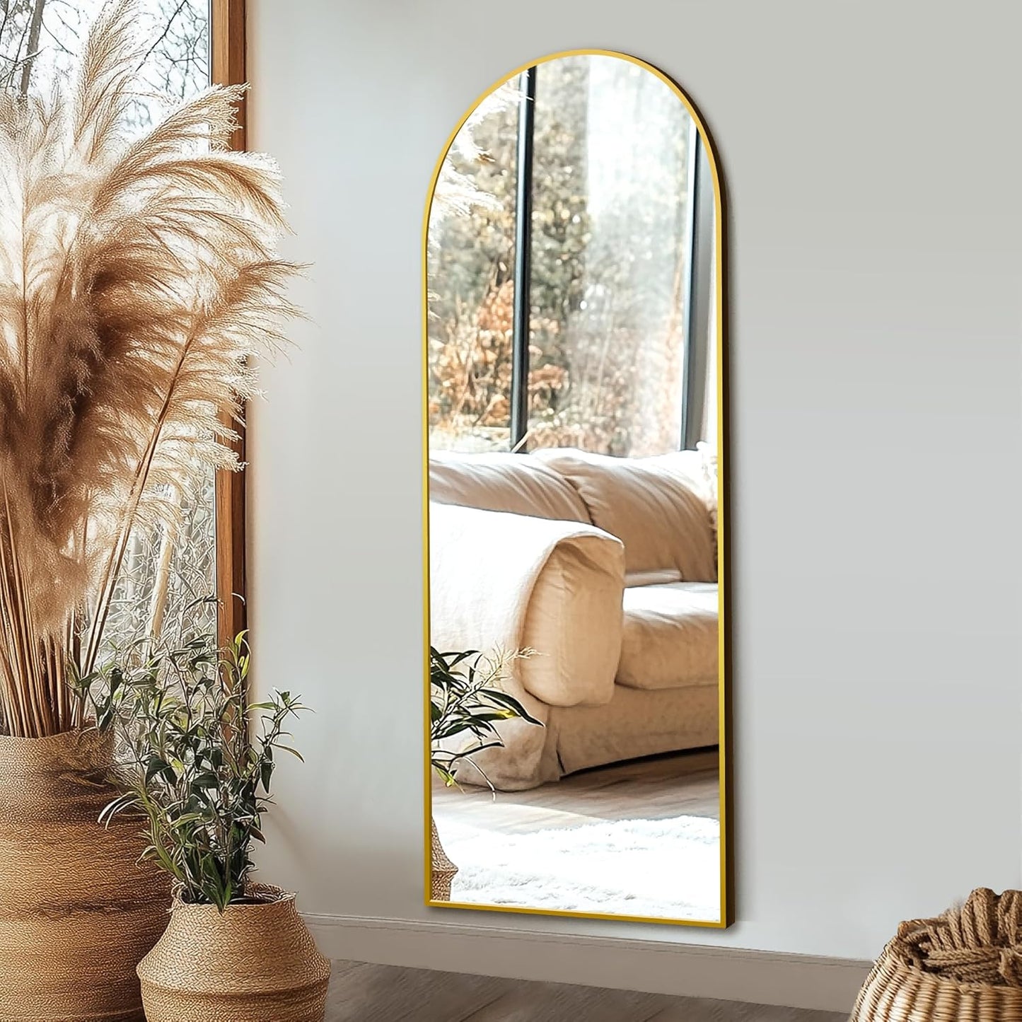 Delma Arched Mirror Full Length,Standing Mirror Full Body,Large Floor with Stand for Wall Entryway Door Bedroom Bathroom Living Room