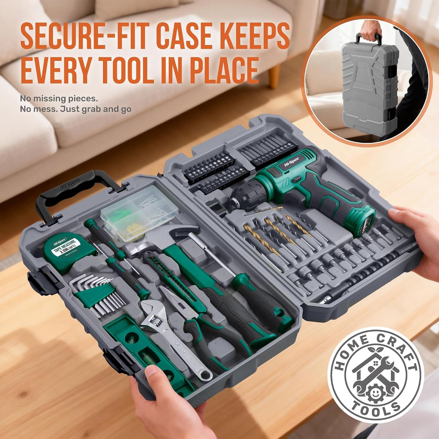 Hi-Spec Pink Tool Set with 8V Drill Set. Complete Cordless & Rechargeable USB Electric Drill Driver Kit for Women, Home DIY Repair & Maintenance, in a Compact Toolbox.