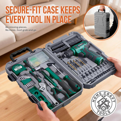 Hi-Spec Pink Tool Set with 8V Drill Set. Complete Cordless & Rechargeable USB Electric Drill Driver Kit for Women, Home DIY Repair & Maintenance, in a Compact Toolbox.