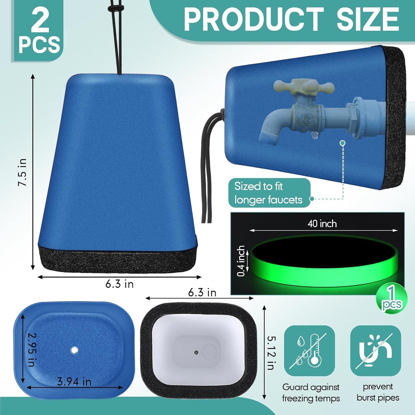 VIHOSE 2 Pcs Large Outdoor Faucet Covers for Winter 7.5 x 6.3 x 5.12 Inch Plastic Spigot Cover for Freeze Protection with Thick Foam Inside for Garden Cold Freeze Proof (Black)
