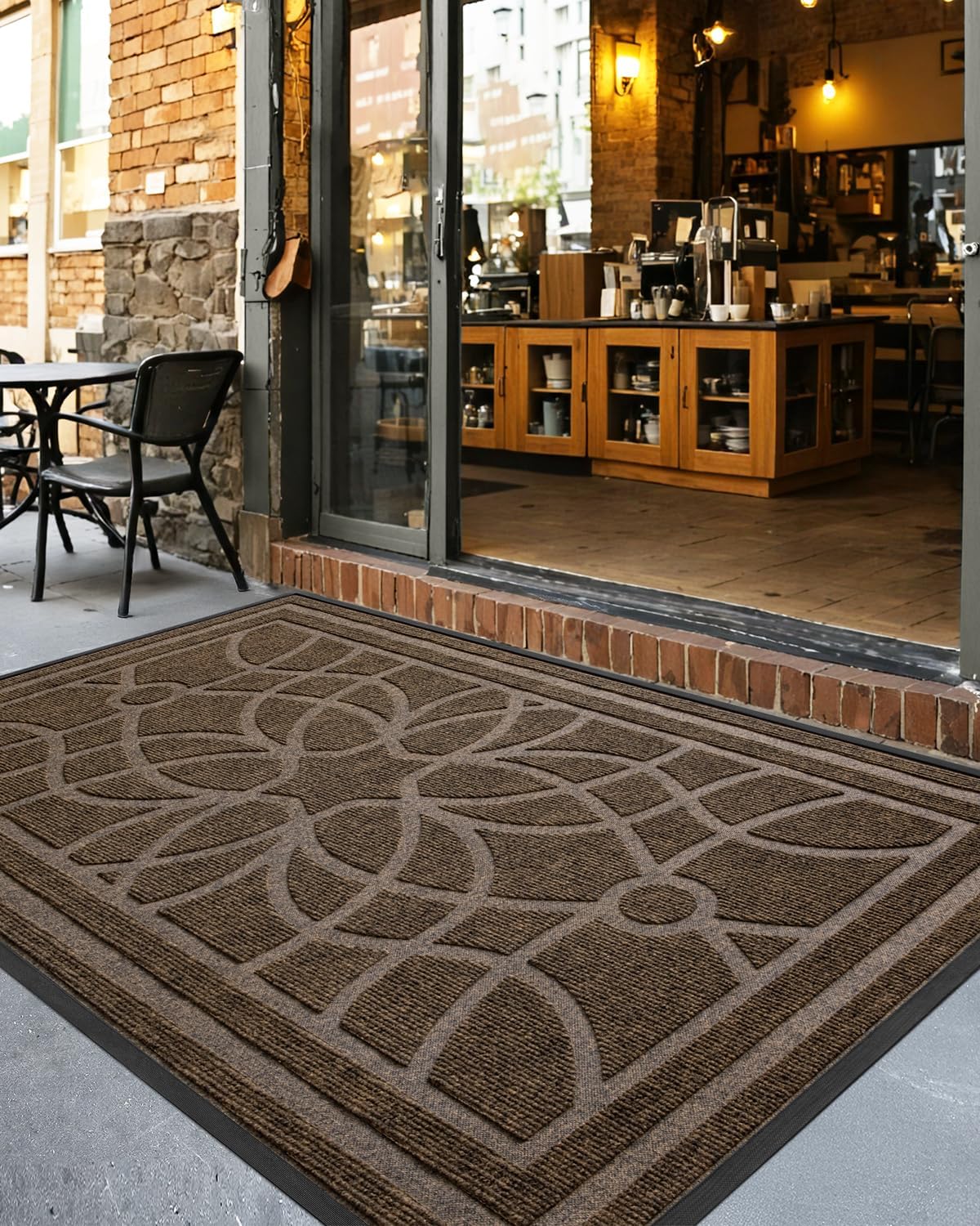 DEXI Front Door Mat Outside Entrance, Heavy Duty Non Slip Low Profile Doormat for Entryway, Trap Dirt and Moisture Welcome Mats, Easy Clean, Patio, Garage, 3x2, Blue
