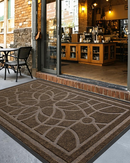 DEXI Front Door Mat Outside Entrance, Heavy Duty Non Slip Low Profile Doormat for Entryway, Trap Dirt and Moisture Welcome Mats, Easy Clean, Patio, Garage, 3x2, Blue