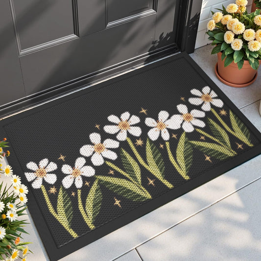 DEXI Front Door Mat Outside Entrance, 17x30 Spring Entryway Doormat Dirt Trapper, Heavy Duty Non Slip Entry Mats for Patio Garage Porch Home Decorative, Colorful Floral