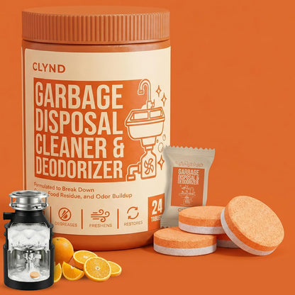 Garbage Disposal Cleaner and Deodorizer Tablets 24-Pack Citrus Foaming Tablets for Garbage Disposal, Kitchen Sink and Drain Cleaner, Lemon Orange Scent - Garburator, Disposer Freshener