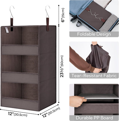 GRANNY SAYS 3-Shelf Hanging Closet Organizer and Storage, Collapsible Hanging Closet Shelves, Hanging Organizer for Closet & RV, Gray, 29 ½" H X 12" W X 12" D, 1-Pack