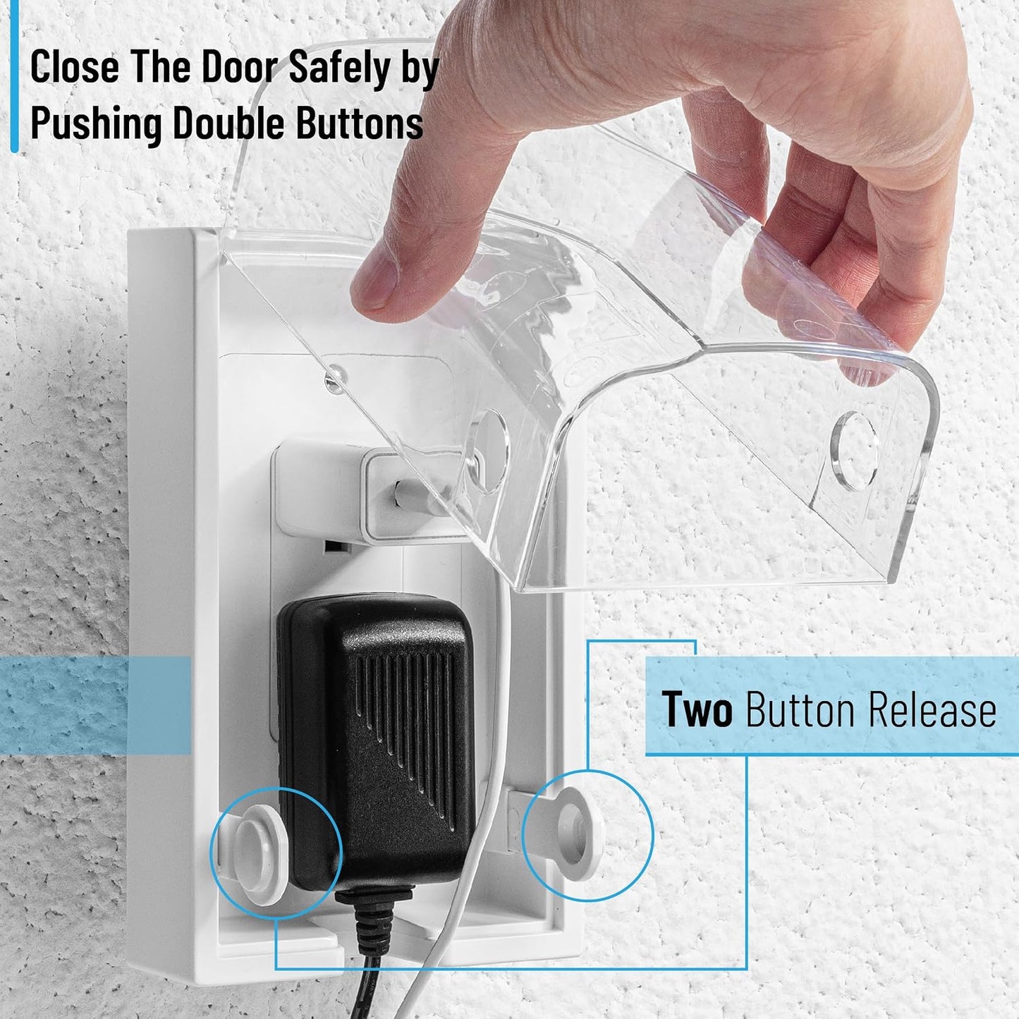 Bates- Baby Safety Outlet Cover Box, Clear Door, Baby Proof Outlet Covers, Plug Covers for Electrical Outlets