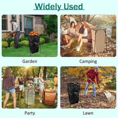 Foldable Trash Bag Holder Stand, Garden Garbage Bag Holder Frame Holds 30-55 Gallon Bags, Portable Leaf Bag Stand for Outdoor Yard Camping Garden Lawn Party Supplies
