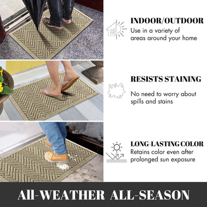 Yimobra Front Door Mat, All-Season Waterproof Outdoor Mat for Entrance with Drainage Holes, Heavy Duty Non-Slip Doormat for Garage Patio Entryway Indoor, 29.5x17, Red