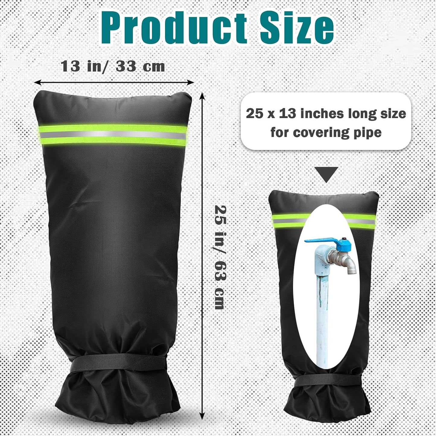 Outdoor Faucet Cover Socks with Reflective Strips, 25" x 13" Insulated Garden Faucet Socks for Winter Freeze Protection, Thicker Outdoor Spigot Cover Tap Hose Bib Socks