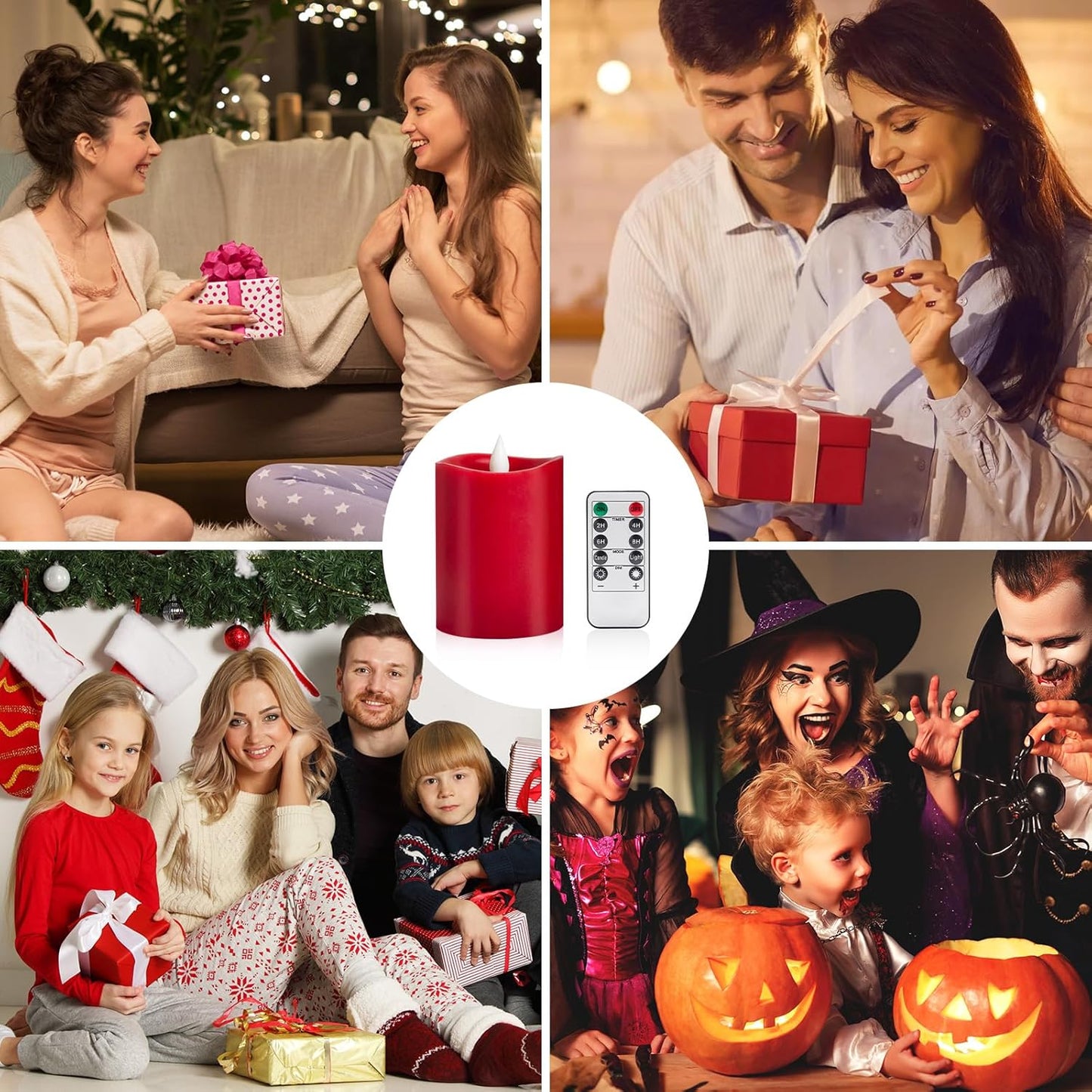 3"x4" Flickering Flameless Battery Candles with Timer, White Realistic LED Pillar Candles, Set of 2 Large Remote-Operated Candles for Home Indoor/Outdoor & Holiday Decor