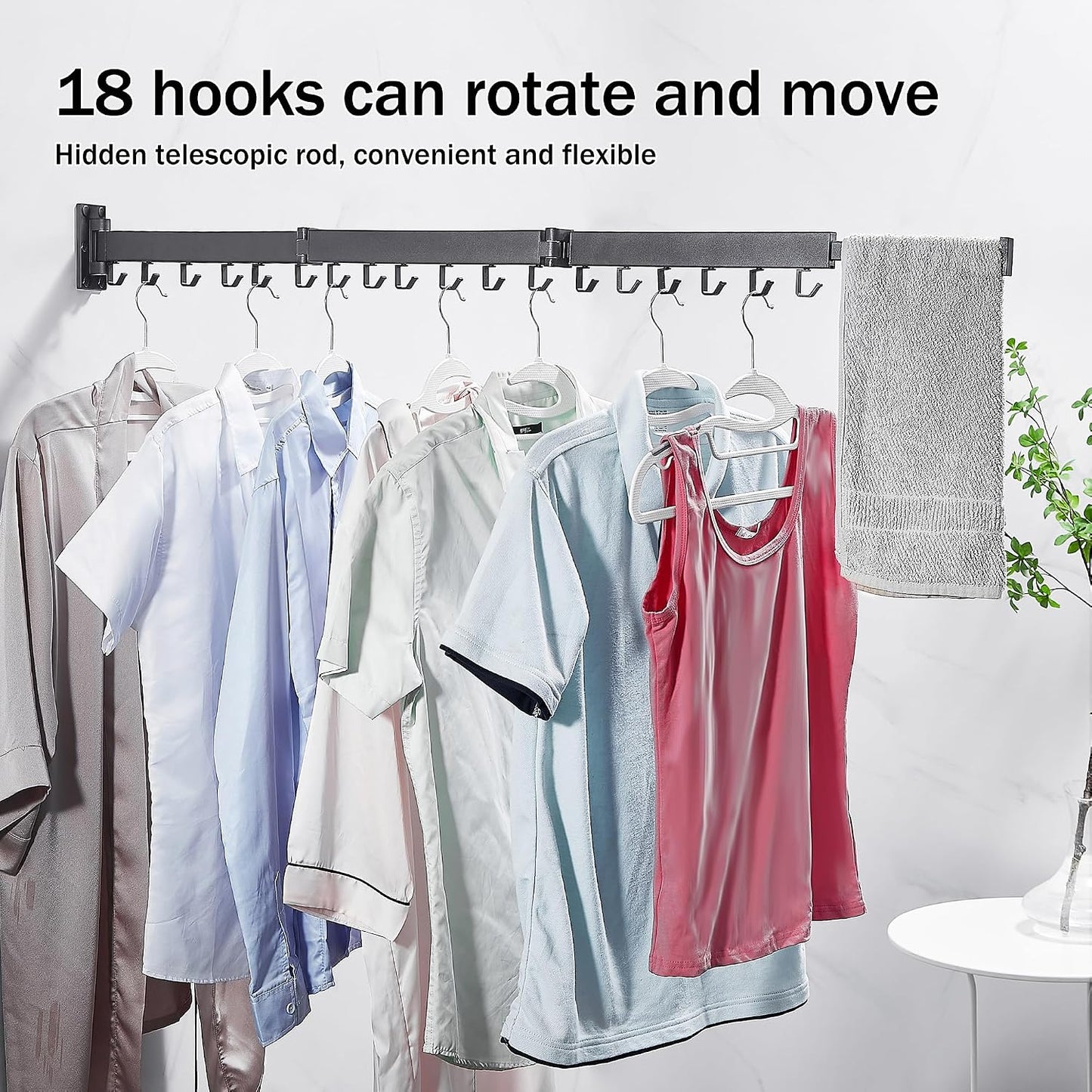 ZdwCyl Wall Mounted Drying Rack,32 inches,Foldbale, Clothes Drying Rack,Laundry Drying Rack Wall Mount,Drying Rack Clothing Space Saver,Retractable,Collapsible,Folding Laundry Rack,White