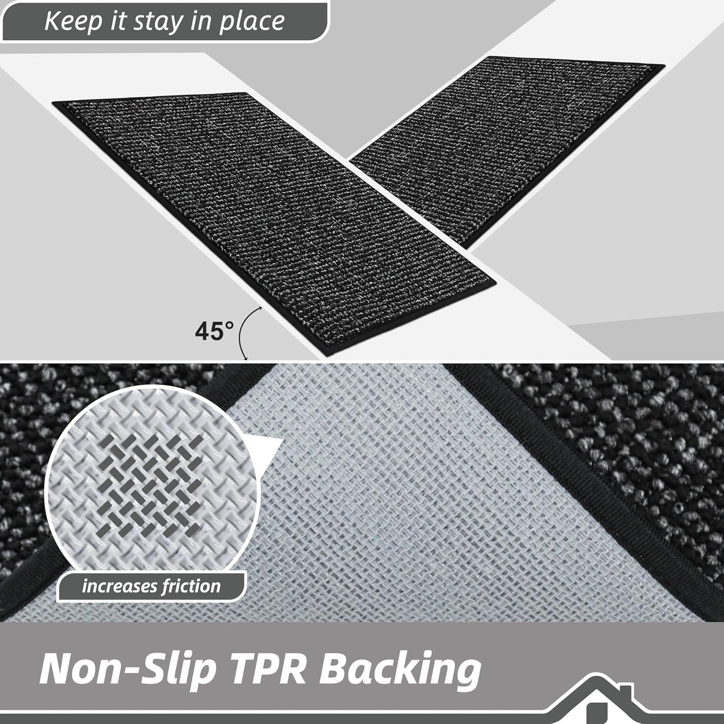 BEQHAUSE Dirt Trapper Door Mat 20" x 32", Non-Slip Washable Doormats Entrance Mat, Dirt Resistant and Absorbent Welcome Mat, Low Profile Floor Mats for Front Back Door and Entryway, Beige