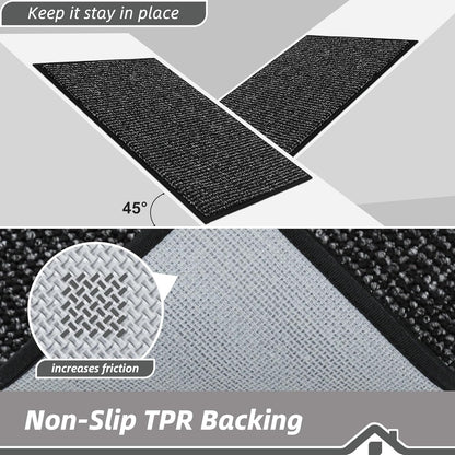BEQHAUSE Dirt Trapper Door Mat 20" x 32", Non-Slip Washable Doormats Entrance Mat, Dirt Resistant and Absorbent Welcome Mat, Low Profile Floor Mats for Front Back Door and Entryway, Beige