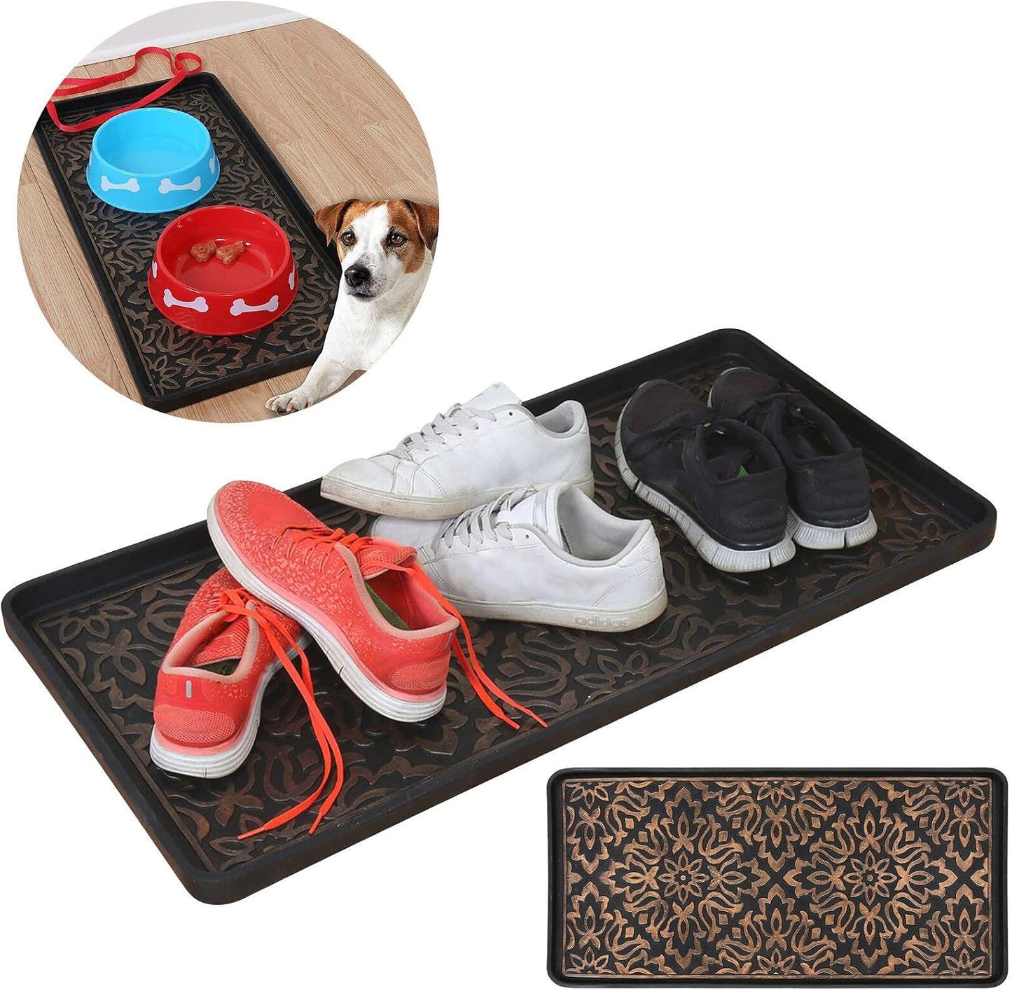 2 Packs Rubber Shoe Tray Wet Shoe Tray,Tray Wet Shoe Tray for Entryway Rubber Doormat Boot Tray,Snow Boot Pad Water Resistant Shoe Tray,Waterproof for All Weather Indoor Outdoor Use (2PCS)