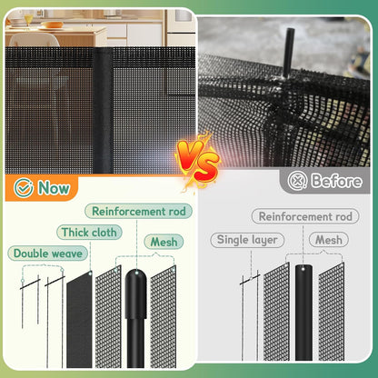 200'' Retractable Baby Gates Extra Wide,34" Tall Retractable Dog Gate for Doorways,Extra Long Retractable Baby Gate for Stairs,Kitchen,Indoor/Outdoor Retractable Gate with Fiberglass Reinforcement Rod