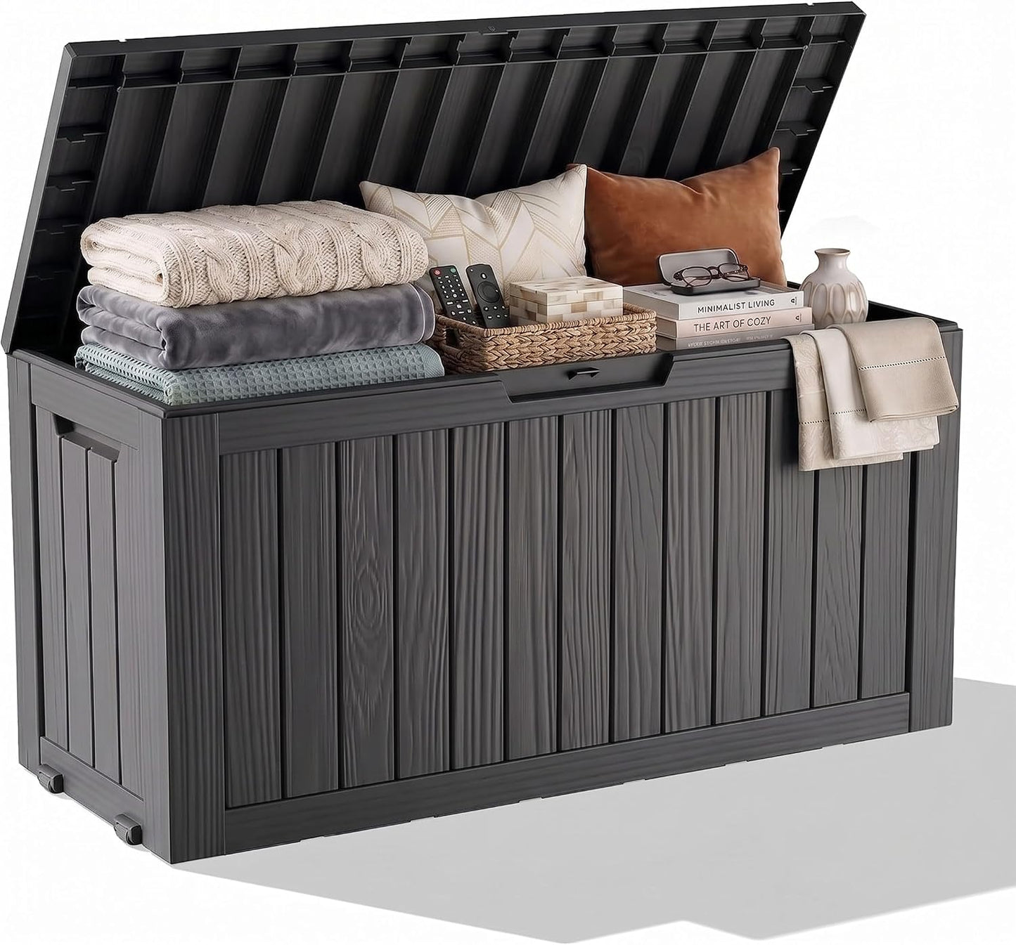 Package Delivery Box, Lockable Resin Outdoor Package, Waterproof Deck Box for Porches, Patios, Indoor & Outdoor Use (70 Gallon, Grey)