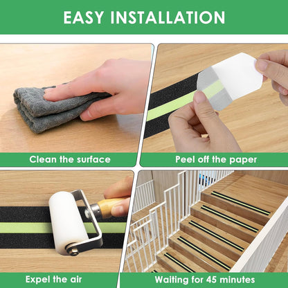 Qingluan Anti Slip Tape, Grip Tape for Stairs Indoor Waterproof, Rubber Grip Tape for Tubs, Stairs, Boats (Grey, 2 Inch x 33 Feet)