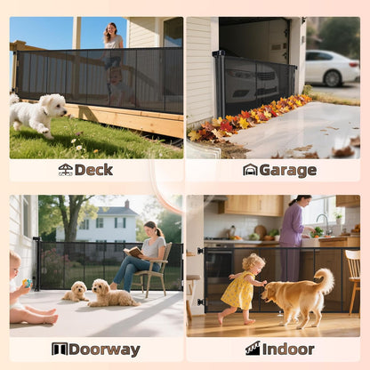 Miumoon 71 inch Retractable Baby Gates 42 inch Tall, Retractable Gate with Reinforced Strip Design to Prevent Crawling Through, 6 FT Retractable Dog Gate for Stairs, Doorways, Hallways, Indoor/Outdoor