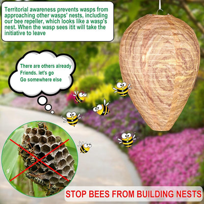 DECYOOL 6 Pack Wasp Nest Decoy Hanging Wasp for Wasps Hornets Yellow Jackets Outdoor Waterproof Material (Dark Brown)