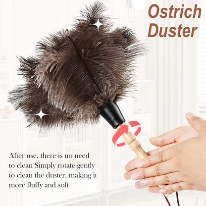 Extendable Cleaning Duster 94 Inch - Long Telescoping Ostrich Feather Dusters with Stainless Steel Extension Pole for High Ceiling Fan, High Ceilings,Roof Dusting