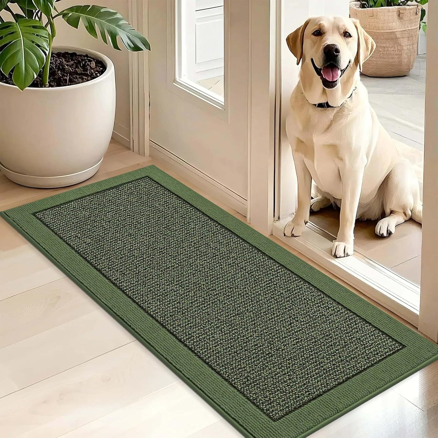 BEQHAUSE Indoor Door Mat 20" x 32", Dirt Trapper Door Mats Non-Slip Entryway Rugs Washable, Resist Dirt Absorbent Welcome Mat, Low Profile Floor Mats for Front Back Door and Entryway, Taupe