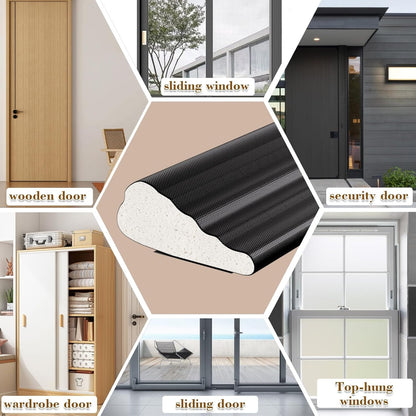 16.4 Ft Weather Stripping Door Seal Strip,Self-Adhesive Foam Weather Strip for Window Door Insulation,Soundproofing Weatherstripping for Windows Gap Filler,Wedge Window Sealer Tape for Winter,Black