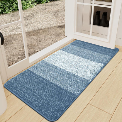 Kitinjoy Indoor Outdoor Door Mat, 32x20 Non-Slip Absorbent Dirt Trapper, Low-Profile Washable Inside Entrance Front Floor Mat, Sturdy Soft Entry Doormats for Entryway, Grey