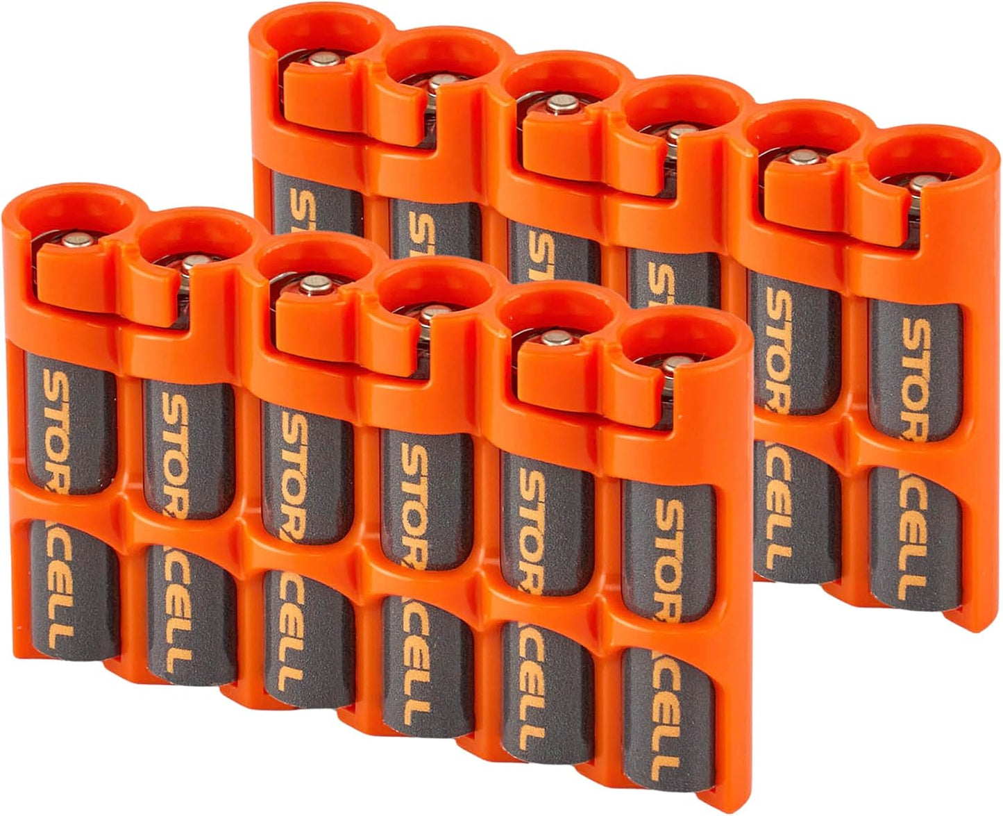 Storacell SLAAAORG by Powerpax SlimLine AAA Battery Caddy, Orange, Holds 6 Batteries, 1 Count (Pack of 1)