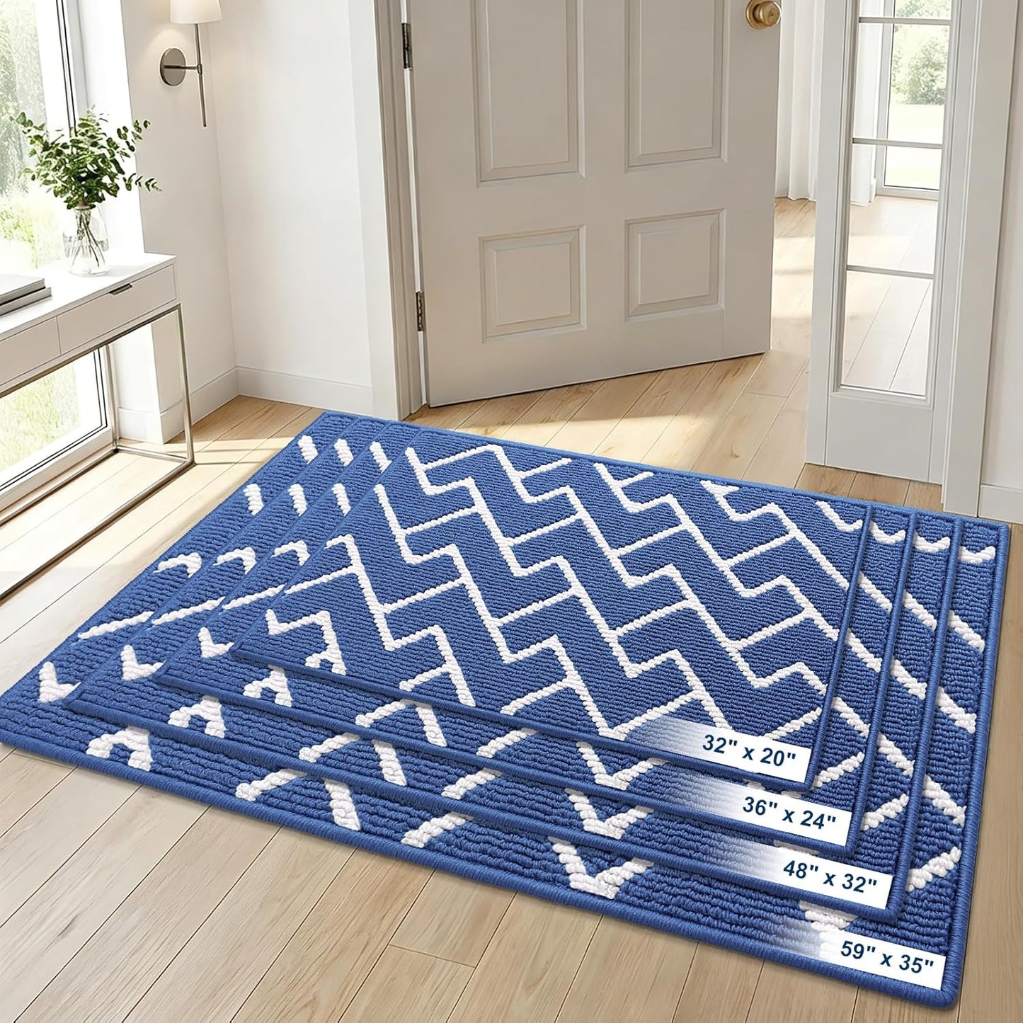 OLANLY Front Door Mat, Non-Slip Rubber Backing, Dirt Resistant and Absorbent, Washable, Easy to Clean Low-Profile Indoor Doormat for Back Door, Entryway, Inside Entrance, 32x20, Grey