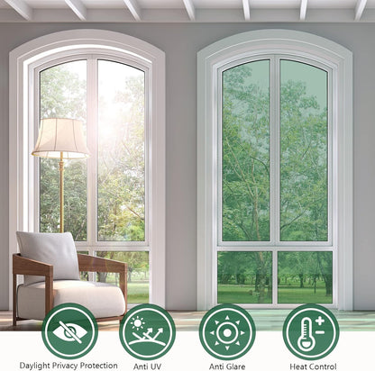 KESPEN Window Privacy Film Frosted Glass Heat Control UV Blocking Privacy Window Film for Glass Windows Static Cling Non-Adhesive Door Coverings Decals for Bathroom Home Office,17.5 Inch X 6.5 Feet