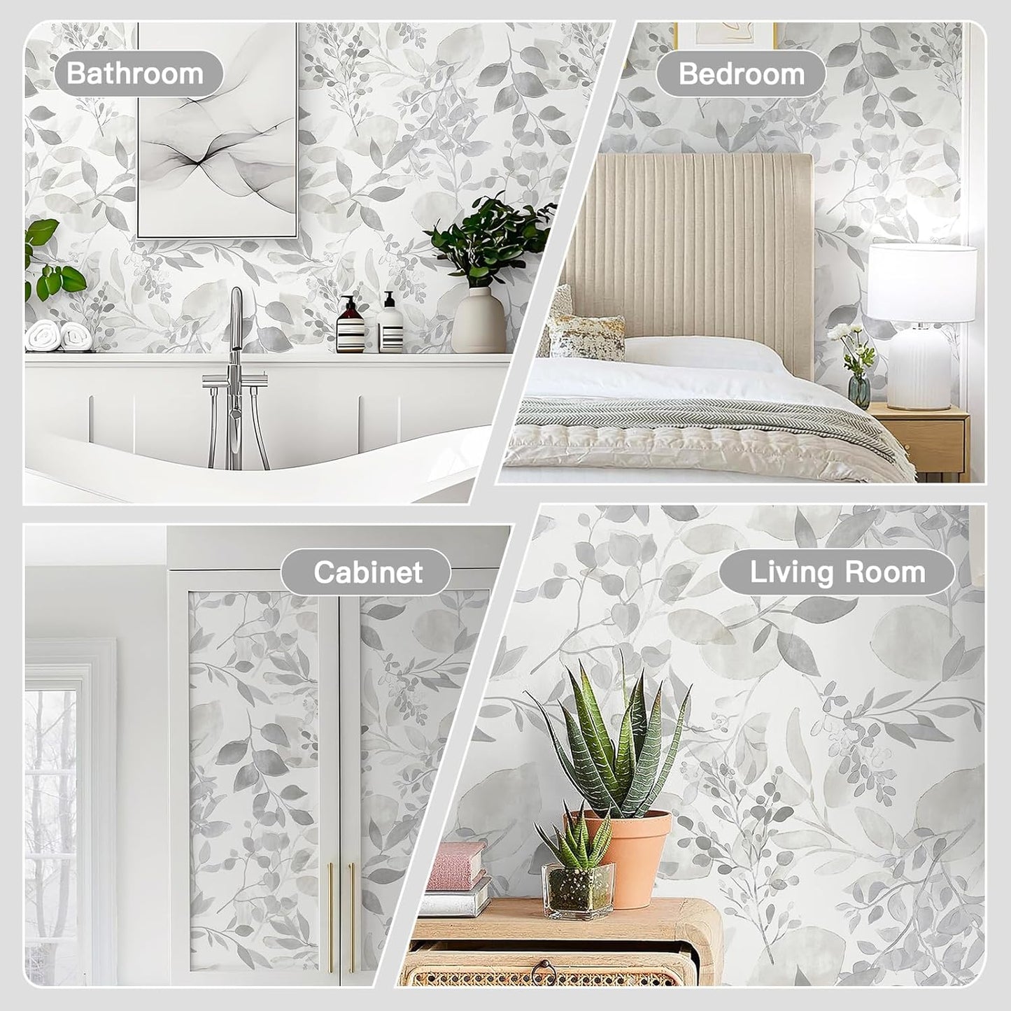 Safiyya Peel and Stick Wallpaper Boho Modern Beige Leaf Contact Paper Peel and Stick Wall Paper Self Adhesive Removable Wallpaper for Bedroom Bathroom Vinyl Roll 78.7"x17.3"