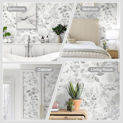 Safiyya Peel and Stick Wallpaper Boho Modern Beige Leaf Contact Paper Peel and Stick Wall Paper Self Adhesive Removable Wallpaper for Bedroom Bathroom Vinyl Roll 78.7"x17.3"