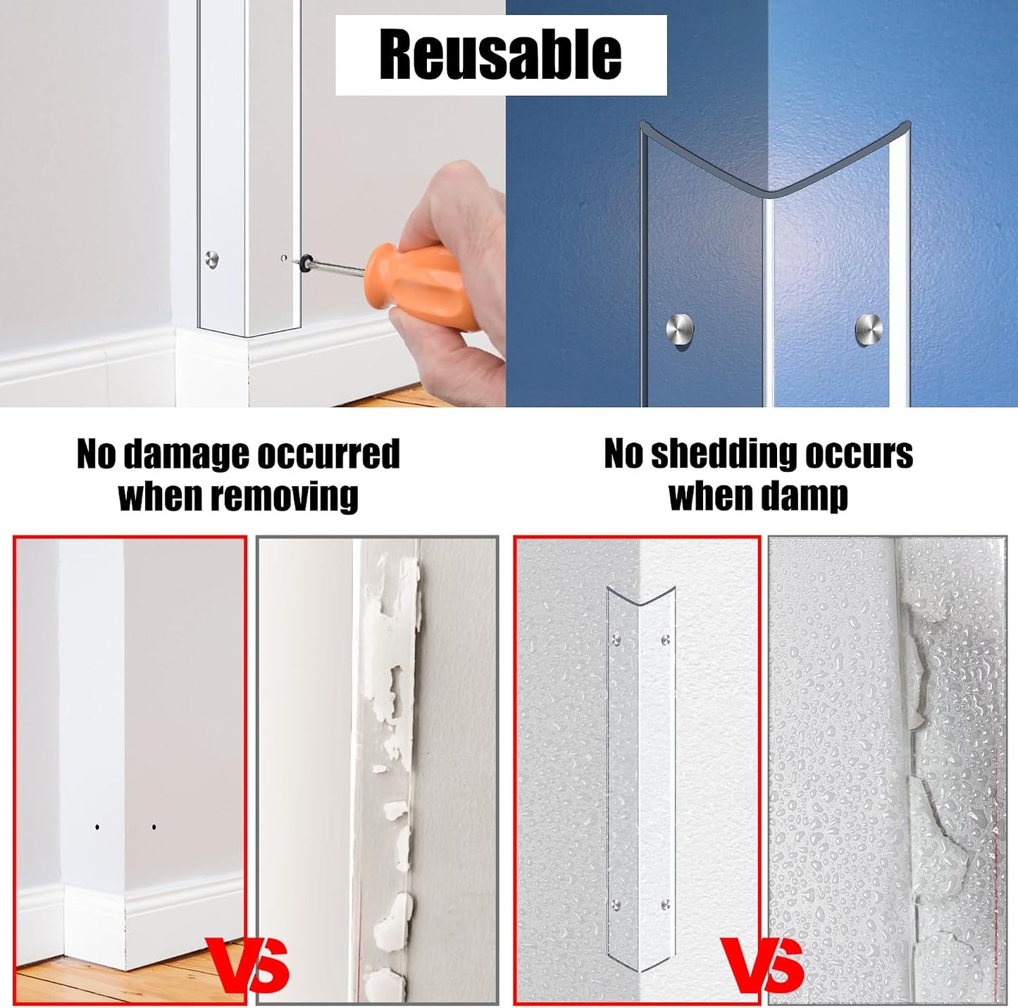 Wall Corner Protector, Walls Edge Protector，Self-Adhesive Wall Corner Guards,PVC Double Side Edge Protector， Furniture Stairs Guard (Gray 2PCS 90cm/35.4in)