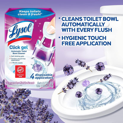 Lysol Click Gel Automatic Toilet Bowl Cleaner, Toilet Gel Stamp, Toilet Freshener, Bathroom Essentials, Refreshing Mango & Hibiscus Scent, 6 Count (Pack of 1)