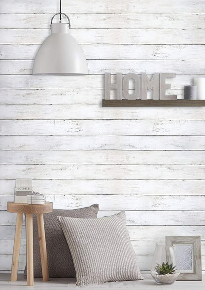 CiCiwind Peel and Stick Wallpaper Wood Contact Paper White Shiplap Wall Paper Peel and Stick Modern Rustic Wood Removable Waterproof Self Adhesive Wallpapers for Cabinets Bedroom Bathroom 78.7"x17.7"