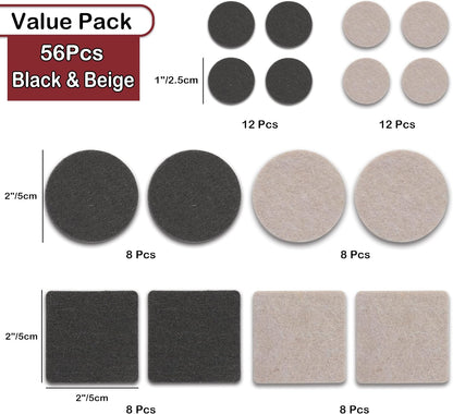 Yelanon Felt Furniture Pads for Hardwood Floors -36 Pcs 2" Premium Floor Protectors for Furniture, Felt Pads for Chair Legs, Black