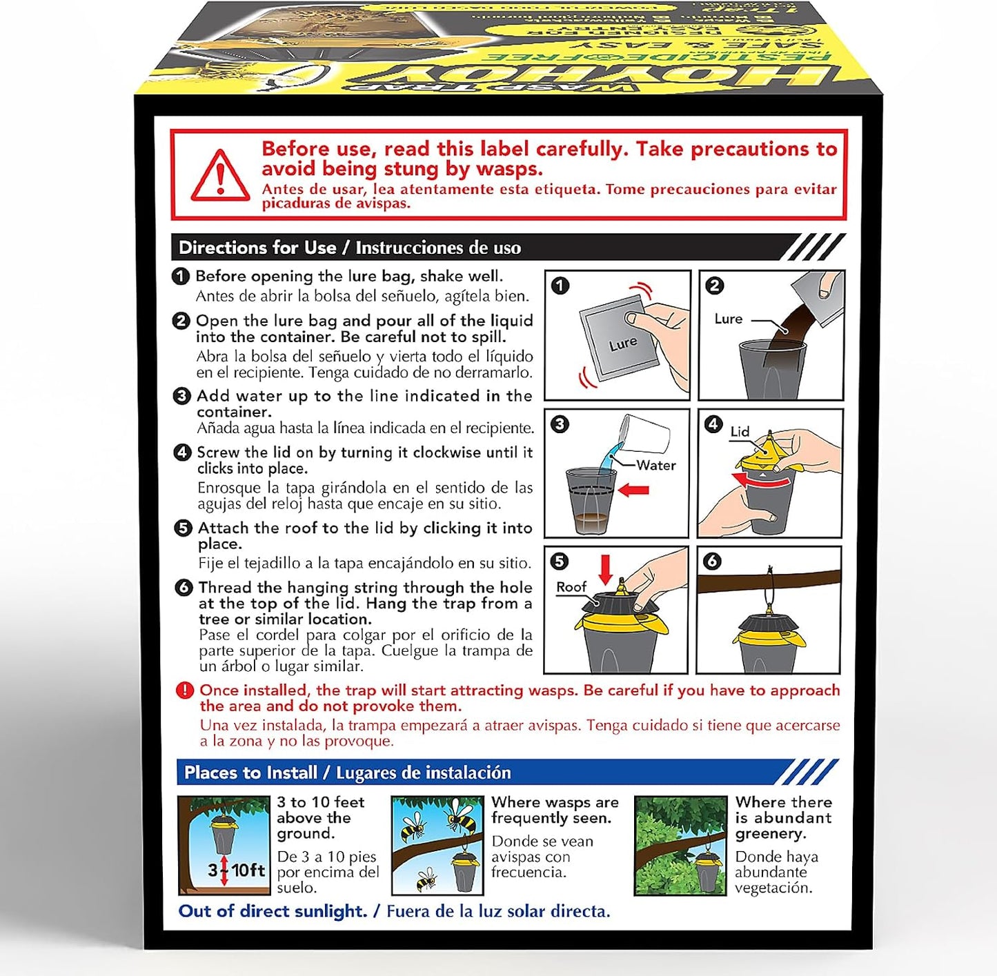 HOY HOY Wasp Trap (1 Unit) - Outdoor Hanging Trap for Yellowjackets, Wasps, Hornets, and Northern Giant Hornets, Food-Based Attractant, Safe, Easy Setup, Up to 30 Days Protection, Made in Japan