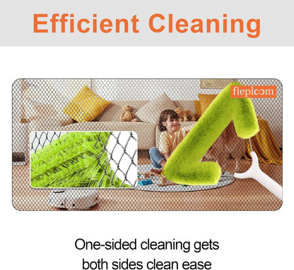 Window Screen Cleaning Brush with 62in Extension Pole, Innovative Fibre Mesh Screen Cleaner for Window Mesh, Patio Screens, Screen Doors, Pool Cage & Fence - Dry or Wet Use