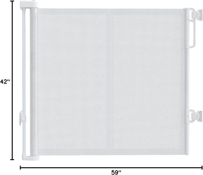 Reinforced 120" Extra Wide Retractable Baby Gates for Stairs, Mesh Saftey Gate for Pets, 10 Foot Retractable Dog Gate, No Drilling, One-Hand Operation, Retractable Gate for Indoor & Outdoor Use