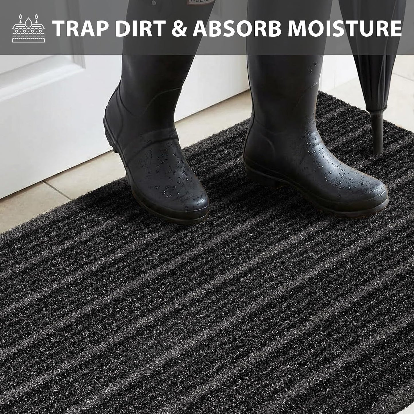 Outdoor Front Door Mat 32" x 48", Dirt Trapping Outside Entrance Rug, Non Slip Shoe Scraper, Heavy Duty Commercial Rug for Patio, Garage, Traffic Area, Office, Roll Packing