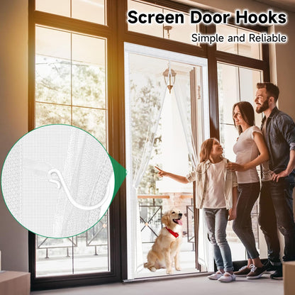 HOFUDON Upgraded Magnetic Screen Door Mesh, Full Strip Magnets, Heavy Duty Fiberglass Mesh, Door Screen Magnetic Closure for Single Door Size 32 x 80 Inch, Screen Door Size 35 x 82 Inch Black